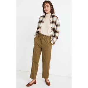 Madewell Olive Green High Waisted Paperbag Tapered Pants 2